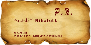Pethő Nikolett névjegykártya